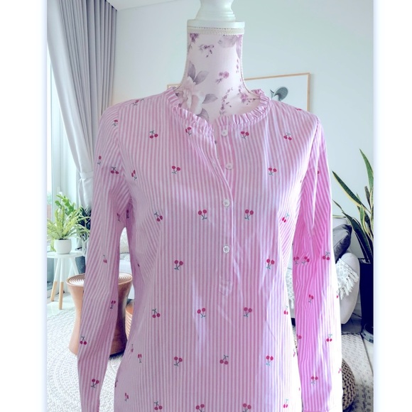 TALBOTS CHERRY JACQUARD POPOVER - Picture 3 of 4